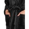 imageCQR Womens Fleece Long Robes Soft Fluffy Sleepwear Robe HoodedShawl Collar Wrap BathrobeFleece Collar Black