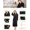 imageCQR Womens Fleece Long Robes Soft Fluffy Sleepwear Robe HoodedShawl Collar Wrap BathrobeFleece Collar Black