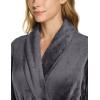 imageCQR Womens Fleece Long Robes Soft Fluffy Sleepwear Robe HoodedShawl Collar Wrap BathrobeFleece Collar Charcoal