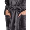 imageCQR Womens Fleece Long Robes Soft Fluffy Sleepwear Robe HoodedShawl Collar Wrap BathrobeFleece Collar Charcoal