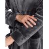 imageCQR Womens Fleece Long Robes Soft Fluffy Sleepwear Robe HoodedShawl Collar Wrap BathrobeFleece Collar Charcoal
