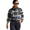 imageCQR Womens Plaid Flannel Shirt Long Sleeve AllCotton Soft Brushed Casual Button Down ShirtsFlannel Plaid Shirts Midnight Forest
