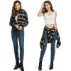 imageCQR Womens Plaid Flannel Shirt Long Sleeve AllCotton Soft Brushed Casual Button Down ShirtsLoose Fit Black Ombre