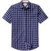 imageCQR Mens Regular Fit Short Sleeve Shirts 100 Cotton ButtonUp Casual Poplin ShirtShort Sleeve Poplin Navy Windowpane