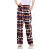 imageCQR Womens 100 Cotton Flannel Plaid Pajama Pants Brushed Soft Lounge ampamp Sleepwear PJ Bottoms with PocketsFlannel Pants Navy  Orange