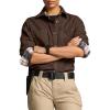 Flannel Plaid Shirts Solid Dark Brown