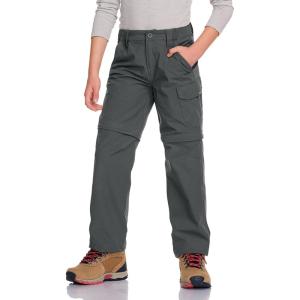 imageCQR Kids Youth Hiking Cargo Pants UPF 50 Quick Dry Convertible Zip Off Pants Outdoor Camping PantsShenah Trek Carbon Grey