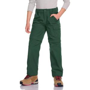 imageCQR Kids Youth Hiking Cargo Pants UPF 50 Quick Dry Convertible Zip Off Pants Outdoor Camping PantsShenah Trek Jade Green