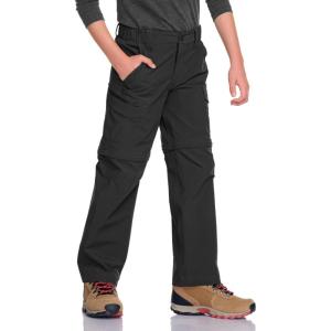 imageCQR Kids Youth Hiking Cargo Pants UPF 50 Quick Dry Convertible Zip Off Pants Outdoor Camping PantsShenah Venture Black