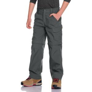 imageCQR Kids Youth Hiking Cargo Pants UPF 50 Quick Dry Convertible Zip Off Pants Outdoor Camping PantsShenah Venture Carbon Grey