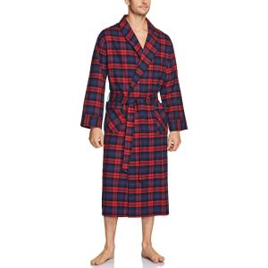 imageCQR Mens 100 Cotton Flannel Robe Lightweight Soft Plaid Lounge ampamp Night Sleepwear RobesFlannel Robe Red Tartan Plaid