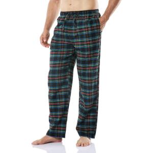 imageCQR Mens 100 Cotton Plaid Flannel Pajama Pants Brushed Soft Lounge ampamp Sleep PJ Bottoms with PocketsFlannel Pajama Black Multicolored