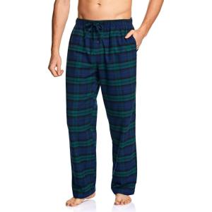 imageCQR Mens 100 Cotton Plaid Flannel Pajama Pants Brushed Soft Lounge ampamp Sleep PJ Bottoms with PocketsFlannel Pajama Black Watch