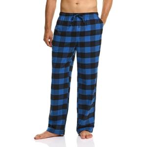 imageCQR Mens 100 Cotton Plaid Flannel Pajama Pants Brushed Soft Lounge ampamp Sleep PJ Bottoms with PocketsFlannel Pajama Classic Blue