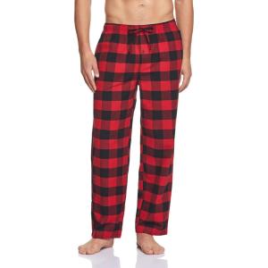 imageCQR Mens 100 Cotton Plaid Flannel Pajama Pants Brushed Soft Lounge ampamp Sleep PJ Bottoms with PocketsFlannel Pajama Classic Red
