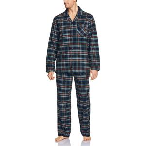 imageCQR Mens 100 Cotton Plaid Flannel Pajama Set Brushed Soft Lounge ampamp Sleep PJ Top ampamp Bottom with PocketsTop  Bottom Set Black Multicolor