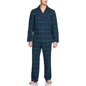 imageCQR Mens 100 Cotton Plaid Flannel Pajama Set Brushed Soft Lounge ampamp Sleep PJ Top ampamp Bottom with PocketsTop  Bottom Set Black Watch Plaid