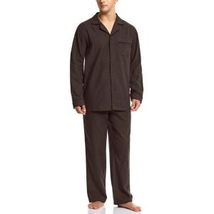 imageCQR Mens 100 Cotton Plaid Flannel Pajama Set Brushed Soft Lounge ampamp Sleep PJ Top ampamp Bottom with PocketsTop  Bottom Set Solid Dark Brown