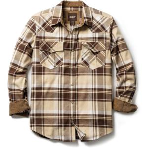imageCQR Mens 100 Cotton Plaid Flannel Shirt Long Sleeve Shirt Jackets Casual Outdoor Jacket with PocketsRegular Fit Cigar Brown