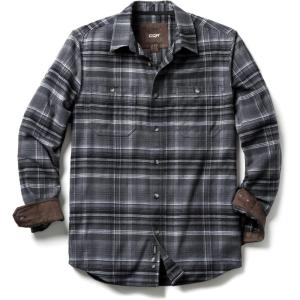 imageCQR Mens 100 Cotton Plaid Flannel Shirt Long Sleeve Shirt Jackets Casual Outdoor Jacket with PocketsRegular Fit Flannel Deep Fog