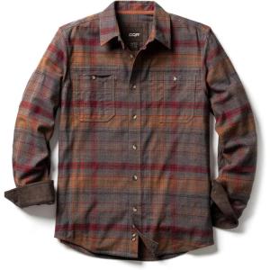 imageCQR Mens 100 Cotton Plaid Flannel Shirt Long Sleeve Shirt Jackets Casual Outdoor Jacket with PocketsRegular Fit Flannel Harvest