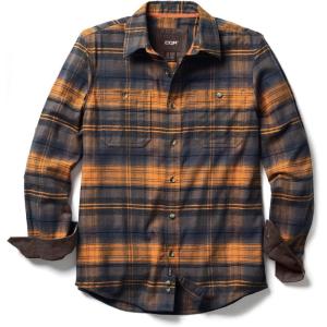 imageCQR Mens 100 Cotton Plaid Flannel Shirt Long Sleeve Shirt Jackets Casual Outdoor Jacket with PocketsRegular Fit Flannel Woodstone