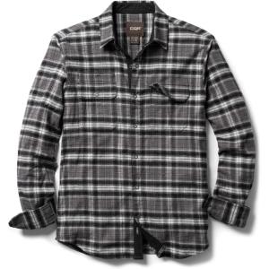 imageCQR Mens 100 Cotton Plaid Flannel Shirt Long Sleeve Shirt Jackets Casual Outdoor Jacket with PocketsSlim Fit Charred Land