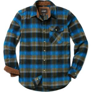 imageCQR Mens All Cotton Flannel Shirt Long Sleeve Casual Button Down Plaid Shirt Brushed Soft Outdoor Tactical Work ShirtsDeep River Plaid