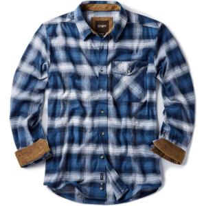 imageCQR Mens All Cotton Flannel Shirt Long Sleeve Casual Button Down Plaid Shirt Brushed Soft Outdoor Tactical Work ShirtsPlaid Deep Ocean