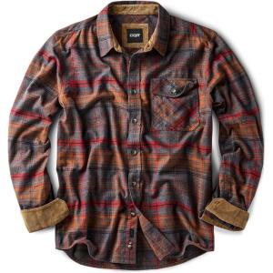 imageCQR Mens All Cotton Flannel Shirt Long Sleeve Casual Button Down Plaid Shirt Brushed Soft Outdoor Tactical Work ShirtsPlaid Harvest