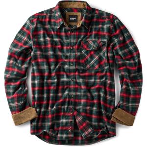 imageCQR Mens All Cotton Flannel Shirt Long Sleeve Casual Button Down Plaid Shirt Brushed Soft Outdoor Tactical Work ShirtsPlaid Holiday Mood