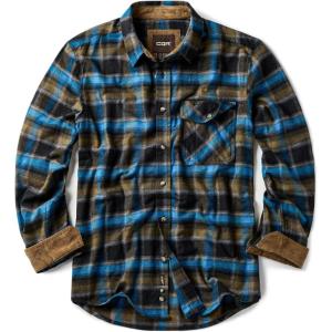 imageCQR Mens All Cotton Flannel Shirt Long Sleeve Casual Button Down Plaid Shirt Brushed Soft Outdoor Tactical Work ShirtsPlaid River