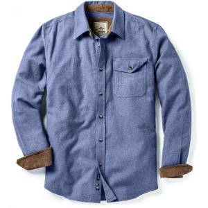 imageCQR Mens All Cotton Flannel Shirt Long Sleeve Casual Button Down Plaid Shirt Brushed Soft Outdoor Tactical Work ShirtsSolid French Blue