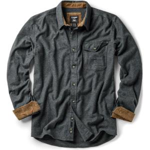 imageCQR Mens All Cotton Flannel Shirt Long Sleeve Casual Button Down Plaid Shirt Brushed Soft Outdoor Tactical Work ShirtsSolid Grey