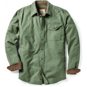 imageCQR Mens All Cotton Flannel Shirt Long Sleeve Casual Button Down Plaid Shirt Brushed Soft Outdoor Tactical Work ShirtsSolid Moss Green