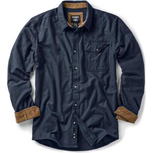 imageCQR Mens All Cotton Flannel Shirt Long Sleeve Casual Button Down Plaid Shirt Brushed Soft Outdoor Tactical Work ShirtsSolid Navy