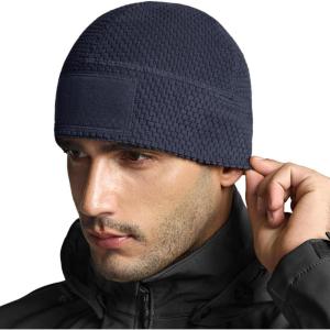 imageCQR Mens Fleece Tactical Beanie Lightweight Army Military Skull Cap Soft Warm Winter Hat with Small PocketGrid Flex Operator Navy