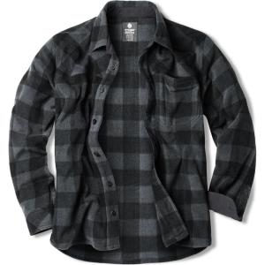 imageCQR Mens Long Sleeve Heavyweight Fleece Shirts Plaid Button Up Shirt Warm Outdoor Casual Shirt with PocketsBush Blend Fog Grey