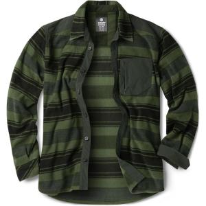 imageCQR Mens Long Sleeve Heavyweight Fleece Shirts Plaid Button Up Shirt Warm Outdoor Casual Shirt with PocketsBush Blend Wild Forest