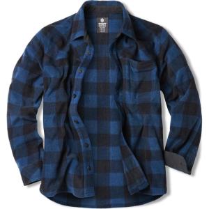 imageCQR Mens Long Sleeve Heavyweight Fleece Shirts Plaid Button Up Shirt Warm Outdoor Casual Shirt with PocketsBush Blend Wind Blue