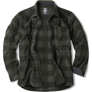 imageCQR Mens Long Sleeve Heavyweight Fleece Shirts Plaid Button Up Shirt Warm Outdoor Casual Shirt with PocketsBush Blend Woody