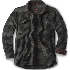 imageCQR Mens Long Sleeve Heavyweight Fleece Shirts Plaid Button Up Shirt Warm Outdoor Casual Shirt with PocketsOutland Camo Black