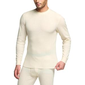 imageCQR Mens Long Sleeve Thermal Underwear Tops Midweight Waffle Shirt Winter Cold Weather Thermal Shirts1 Piece of Top Natural Light