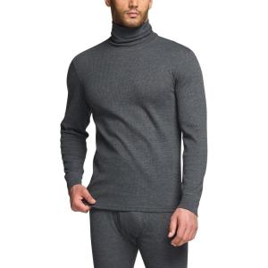 imageCQR Mens Long Sleeve Thermal Underwear Tops Midweight Waffle Shirt Winter Cold Weather Thermal ShirtsMock Neck Top Dark Grey