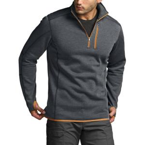 imageCQR Mens Quarter Zip Utility Fleece Pullover Outdoor Casual Thermal Sweater Chest Zipper Pocket Mock Neck Long SleeveApex Charcoal