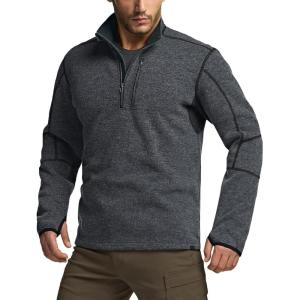 imageCQR Mens Quarter Zip Utility Fleece Pullover Outdoor Casual Thermal Sweater Chest Zipper Pocket Mock Neck Long SleeveTimberline Grey