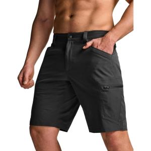 imageCQR Mens Quick Dry Stretch Hiking Cargo Shorts Lightweight Water Resistant Tactical Casual Golf ampamp Outdoor with PocketsRocky Black