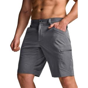 imageCQR Mens Quick Dry Stretch Hiking Cargo Shorts Lightweight Water Resistant Tactical Casual Golf ampamp Outdoor with PocketsRocky Jet Grey