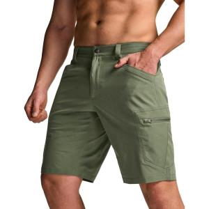 imageCQR Mens Quick Dry Stretch Hiking Cargo Shorts Lightweight Water Resistant Tactical Casual Golf ampamp Outdoor with PocketsRocky Lichen