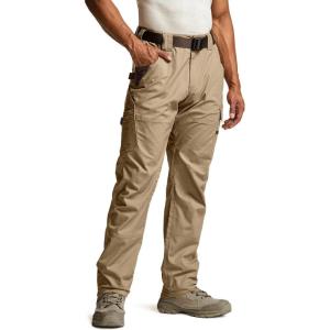 imageCQR Mens Quick Dry Work Pants Water Resistant Outdoor Tactical Pants Lightweight Stretch Cargo Hiking PantsDura Flex Pants Alamo Khaki